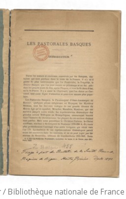 Les Pastorales basques. Introduction. [Par Wentworth Webster.]