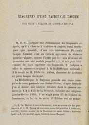 Fragments d'une pastorale basque sur Sainte Hélène de Constantinople