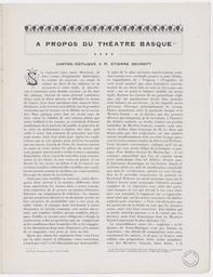 A propos du théâtre basque (Contre-réplique à M. Etienne Decrept)