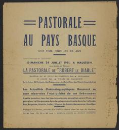 1951 - pastorale Robert le diable -Programme Mauléon